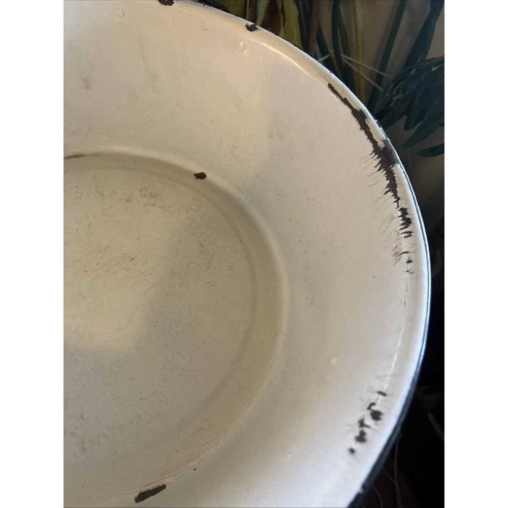 Vintage Enamel Ware Graniteware‎ Tub Basin Farm House Handle Bowl 19